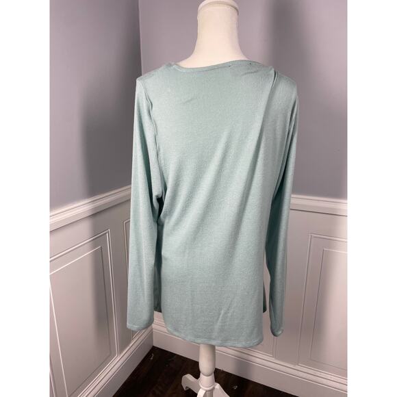 Lane Bryant, Sz. 22/24, Fits like 18, Light Blue Faux Wrap Sweater, Soft, Ruched - Picture 3 of 7